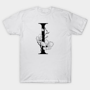 Letter I Monogram - Floral Initial T-Shirt